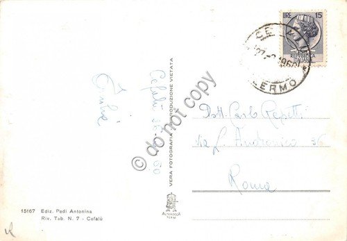Cartolina Cefalù Cattedrale dall'alto 1960 (Palermo)