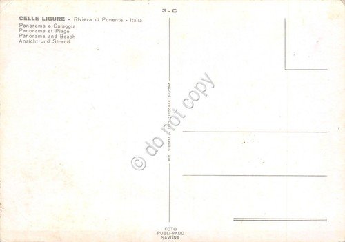 Cartolina Celle Ligure Panorama e spiaggia NVG (Savona)