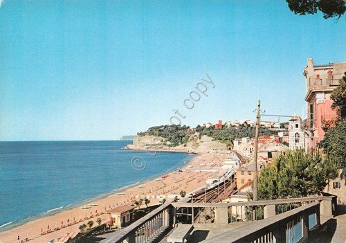 Cartolina Celle Ligure panorama spiaggia ferrovia (Savona) | Immagine principale