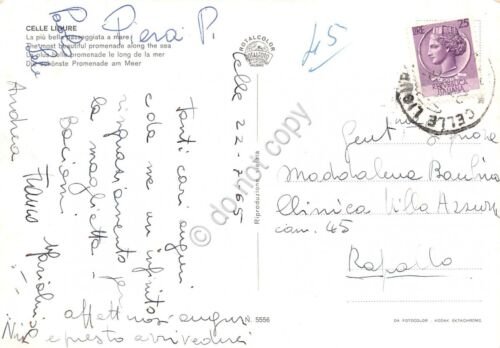 Cartolina Celle Ligure passeggiata animata 1965 (Savona)