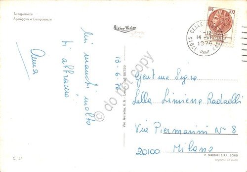 Cartolina Celle Ligure vedute varie spiaggia animata S. Giorgio 1976