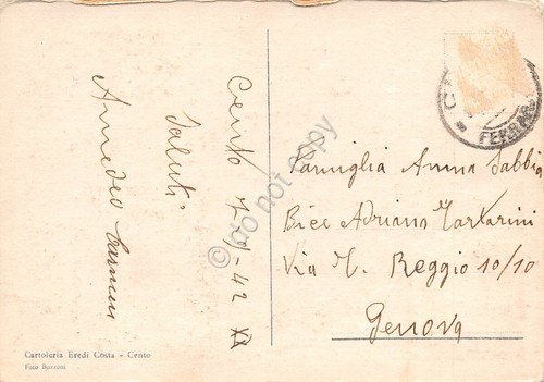Cartolina Cento Palazzo Falzoni Gallerani 1942
