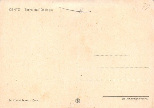 Cartolina Cento Torre dell'Orologio illustrata