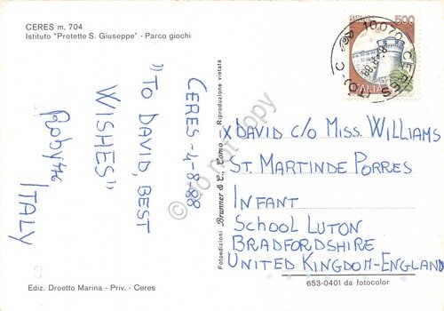 Cartolina Ceres Istituto Protette S. Giuseppe parco giochi 1988 | Immagine Gallery 2