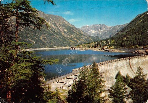 Cartolina Ceresole Reale Diga Lago Punta Basel 1974