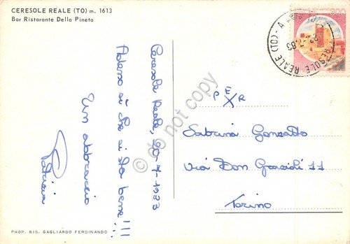 Cartolina Ceresole Reale Ristorante Della Pineta 1985