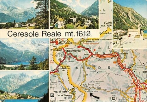 Cartolina Ceresole Reale vedute e mappa 1979 (Torino) | Immagine principale