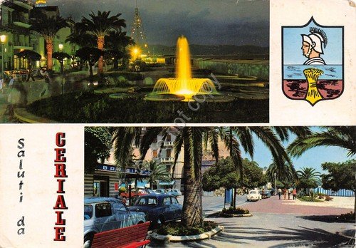 Cartolina Ceriale 2 vedute fontana bar (Savona) | Immagine principale