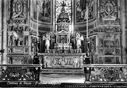 Cartolina Certosa di Pavia interno Altare Maggiore | Immagine principale