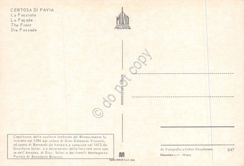 Cartolina Certosa di Pavia la facciata animata anni '70 | Immagine Gallery 2