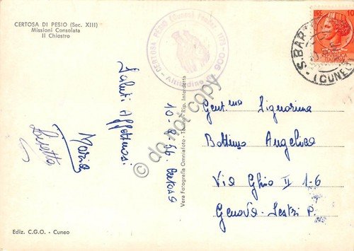 Cartolina Certosa di Pesio Valle Pesio Chiostro 1956 | Immagine Gallery 2