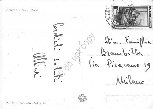 Cartolina Cervia Grand Hotel anni '50