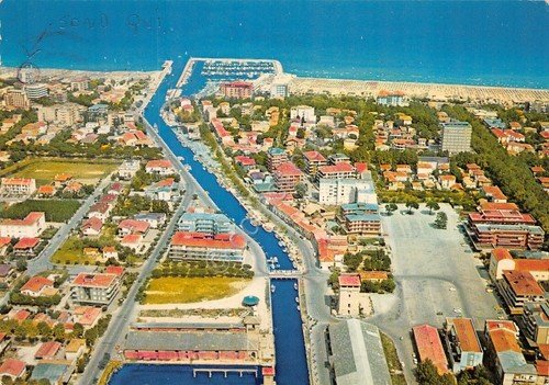 Cartolina Cervia Milano Marittima Panorama aereo del porto canale 1982