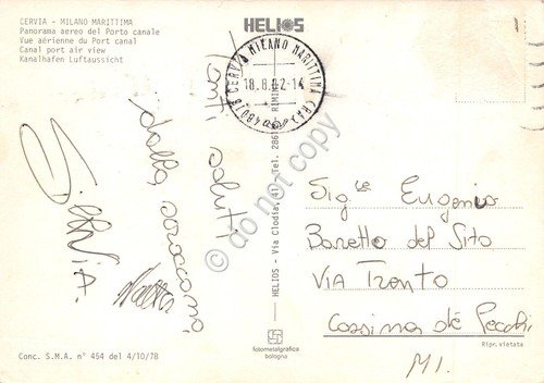 Cartolina Cervia Milano Marittima Panorama aereo del porto canale 1982