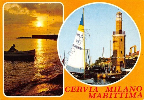 Cartolina Cervia Milano Marittima vedute barche a vela Timbro targhetta … | Immagine Gallery 2