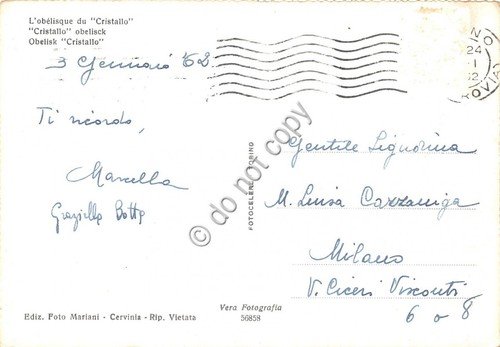 Cartolina Cervinia Breuil Obelisco del Cristallo 1962 (Aosta) | Immagine Gallery 2