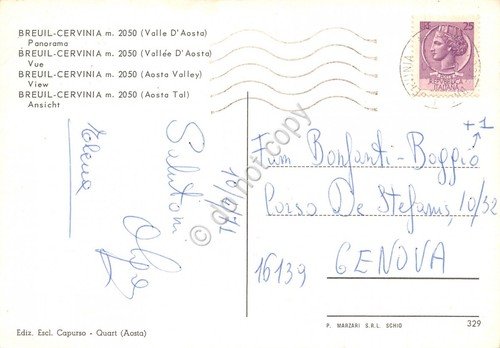 Cartolina Cervinia Breuil Panorama 1971 (Aosta)