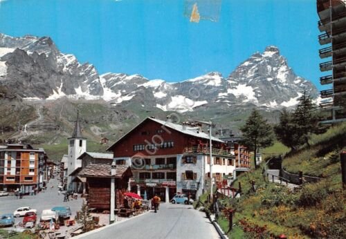 Cartolina Cervinia Breuil Panorama e vie del Paese 1977