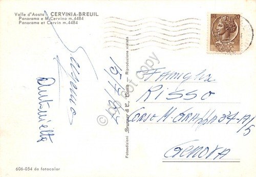 Cartolina Cervinia Breuil Panorama Monte Cervino 1967