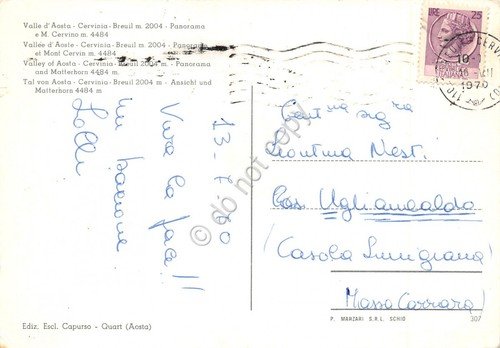 Cartolina Cervinia Breuil panorama Monte Cervino 1970 (Aosta) | Immagine Gallery 2