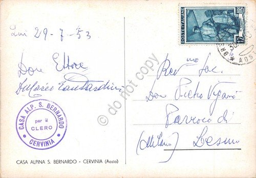 Cartolina Cervinia Casa Alpina S. Bernardo 1953 | Immagine Gallery 2