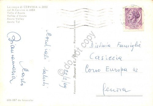 Cartolina Cervinia Conca con Monte Cervino Sciatore 1969 | Immagine Gallery 2
