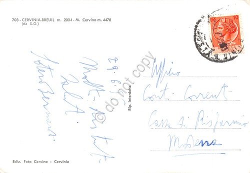 Cartolina Cervinia Monte Cervino 1955 | Immagine Gallery 2