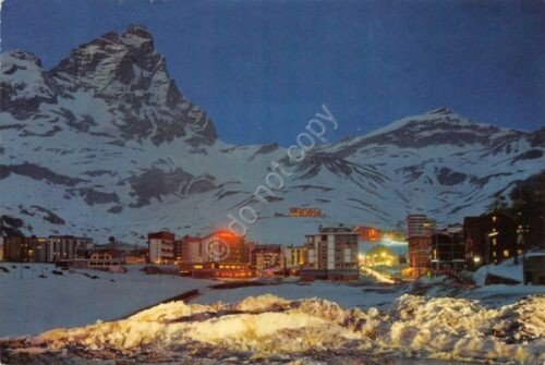 Cartolina Cervinia Notturno (Aosta)