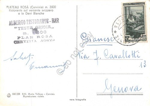 Cartolina Cervinia Plateau Rosà Ristorante su versante Svizzero e la … | Immagine Gallery 2