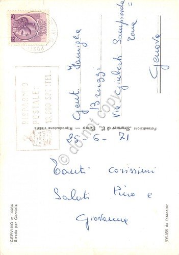 Cartolina Cervinia Strada per auto d'epoca 1971 (Aosta) | Immagine Gallery 2