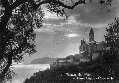 Cartolina Cervo Ligure panorama al crepuscolo (Savona) | Immagine principale