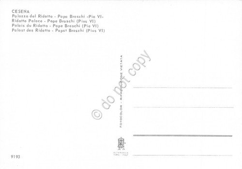 Cartolina Cesena Palazzo del Ridotti Papa Braschi Pio VI (Forl“) | Immagine Gallery 2