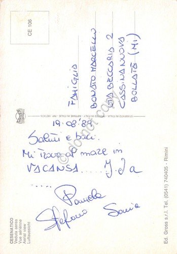 Cartolina Cesenatico panorama aereo 1989 (Forl?)