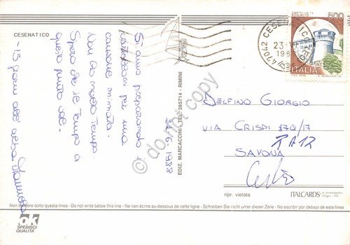 Cartolina Cesenatico vedute grafica 1988 (Rimini)