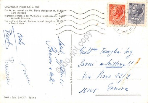 Cartolina Chamonix Pellerins entrata al tunnel auto d'epoca 1969 | Immagine Gallery 2