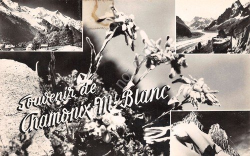 Cartolina Chamonix vedute M Blanc Aiguille Timbro a targhetta ski …