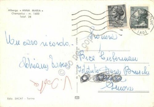 Cartolina Champoluc Albergo Anna Maria anni '60