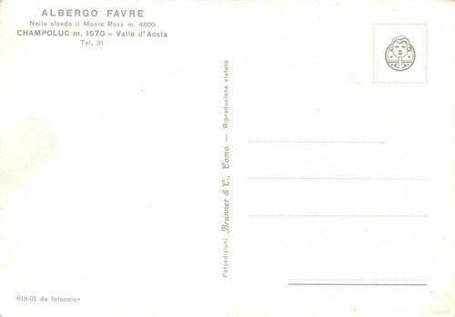Cartolina Champoluc Albergo Favre Ed. Brunner | Immagine Gallery 2