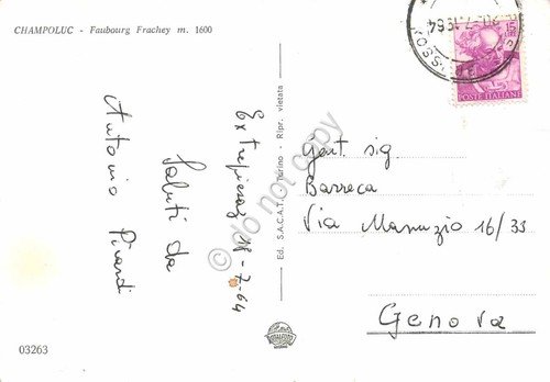 Cartolina Champoluc frazione Frachey 1964