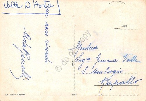 Cartolina Champoluc Panorama e ghiacciai del M. Rosa ED SACAT