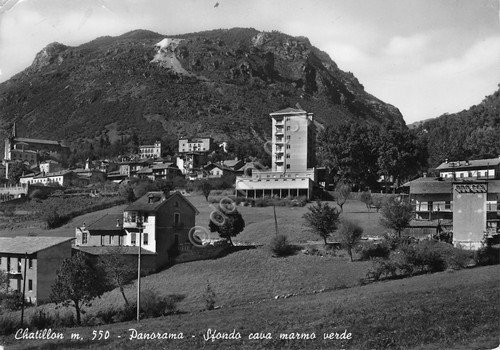 Cartolina Chatillon Panorama Sfondo cava marmo verde 1958 grinze | Immagine principale