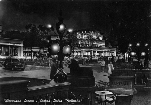 Cartolina Chianciano - Piazza Italia - Notturno - 1955 - … | Immagine principale