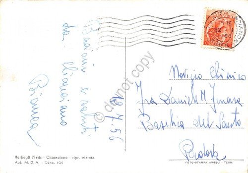 Cartolina Chianciano Panorama Aereo 1956