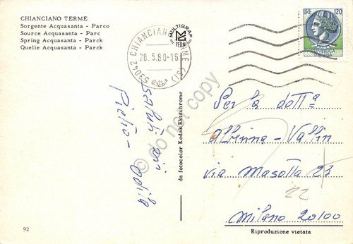 Cartolina Chianciano Sorgente Acquasanta Parco animata 1980 | Immagine Gallery 2