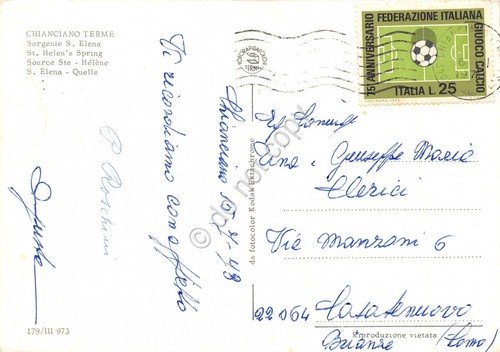 Cartolina Chianciano Sorgente s. Elena anni '70 (Siena)