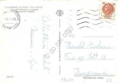 Cartolina Chianciano Terme Albergo Savoia Palazzo 1976 | Immagine Gallery 2