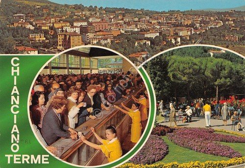 Cartolina Chianciano Terme cartolina grafica vedute paese terme animata 1980 | Immagine principale