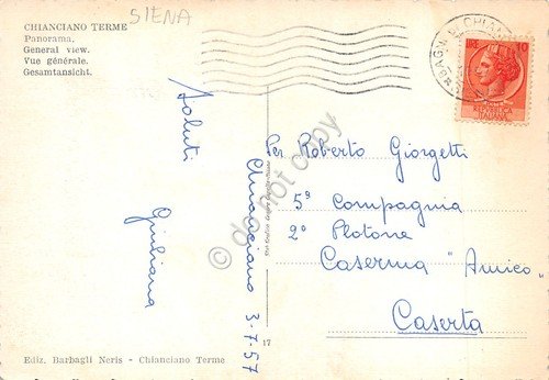 Cartolina Chianciano Terme panorama città case 1957 | Immagine Gallery 2