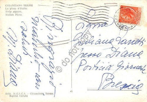 Cartolina Chianciano Terme Piazza Italia 1955