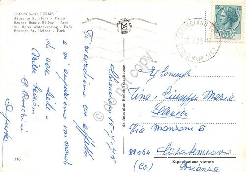 Cartolina Chianciano Terme Sorgente S. Elena Parco 1975 | Immagine Gallery 2